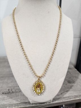 Gold-Tone Yellow Crystal Pendant Necklace- Alexa Rae